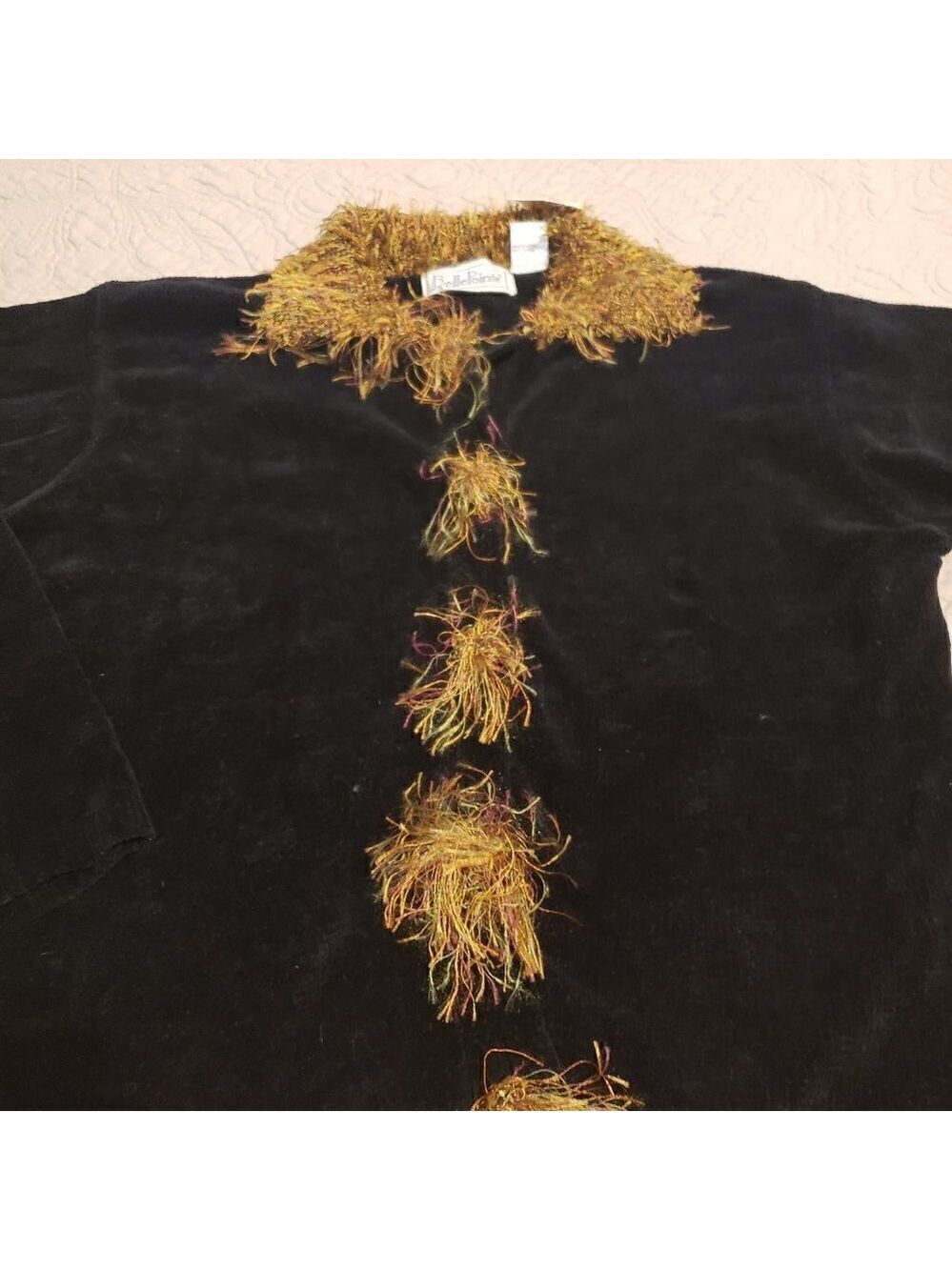 Vintage Bellepointe Black Sweater  Eyelash Trim - Picture 3 of 12